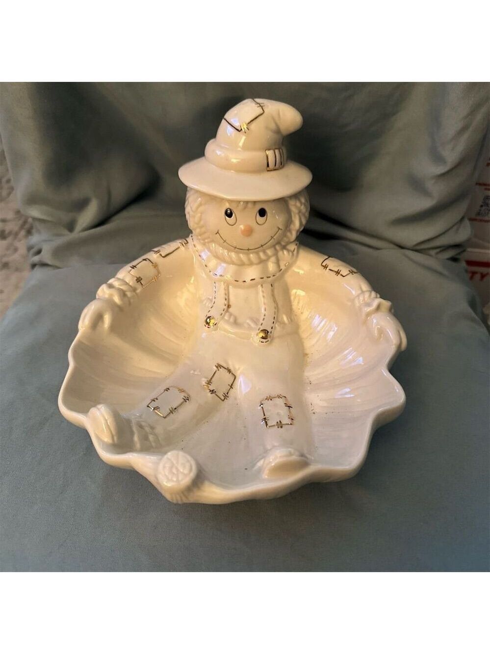 Lenox Scarecrow Porcelain Candy Dish Autumn Halloween Decor